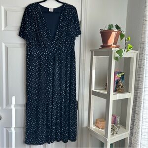 Sirenlily navy blue maxi dress flutter sleeves size 3x